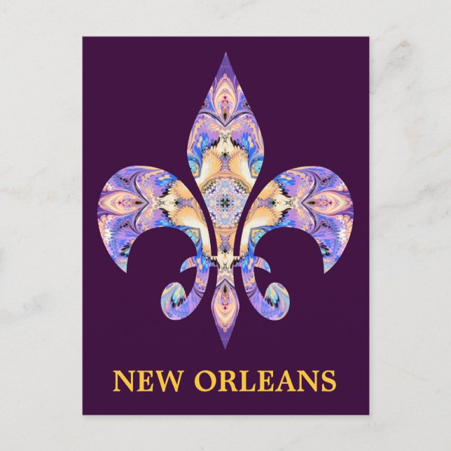 Flor de lis de New Orleans de la postal (Anverso)