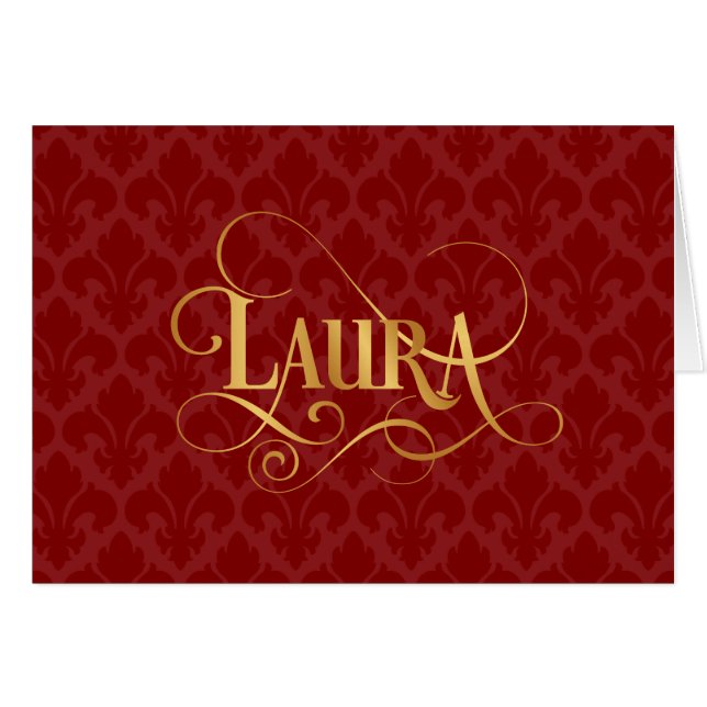 Flor de lis personalizada del rojo del oro de (Anverso (Horizontal))