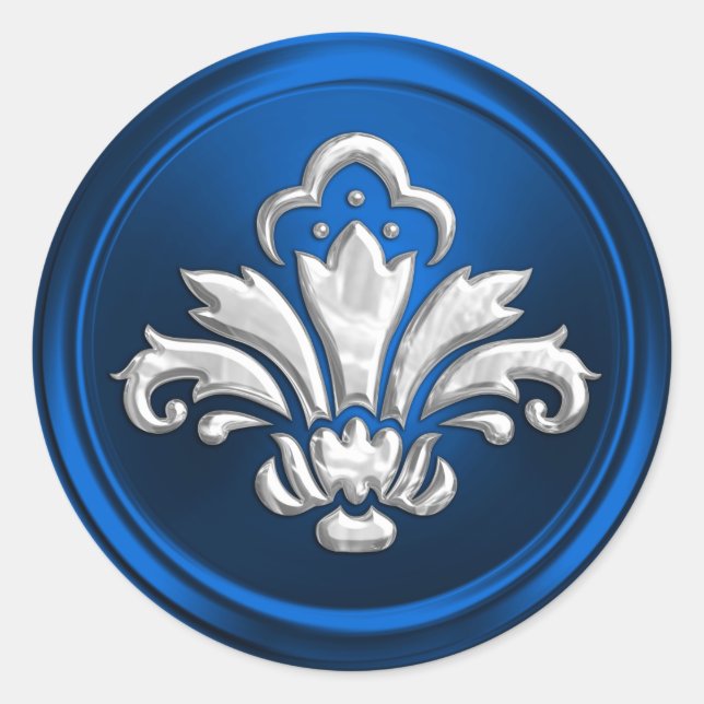 Flor de Lis plateada en Sello para sobres azul (Anverso)