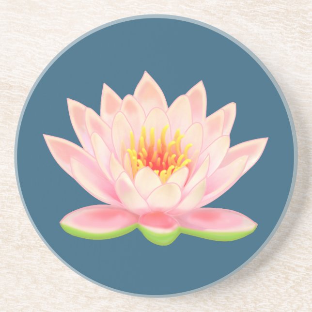 Flor de loto en posavasos azul (Frente)