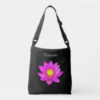 Flor de Loto Personalizada en Bolso Cruzado Negro 