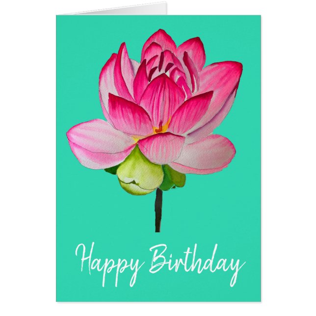 Flor de loto rosa acuarela arte fino (Frente)