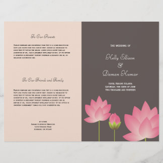 Flor de loto rosa programa de boda gris moderno