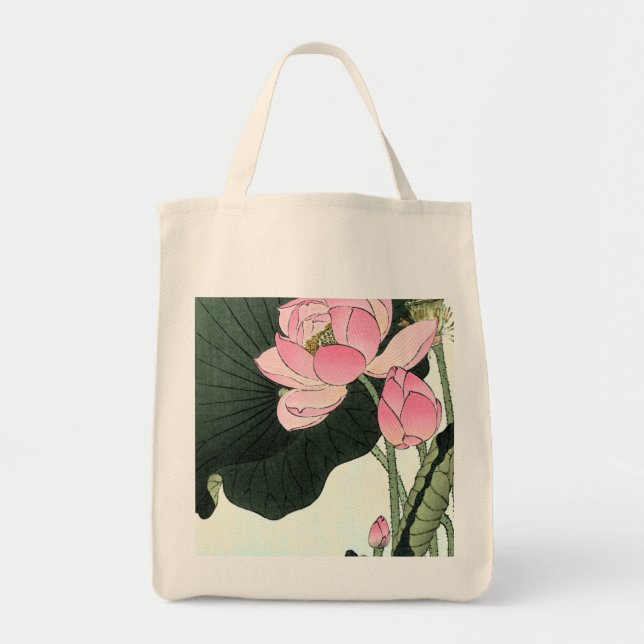 Flor de Lotus del japonés - la bolsa de asas del (Frente)
