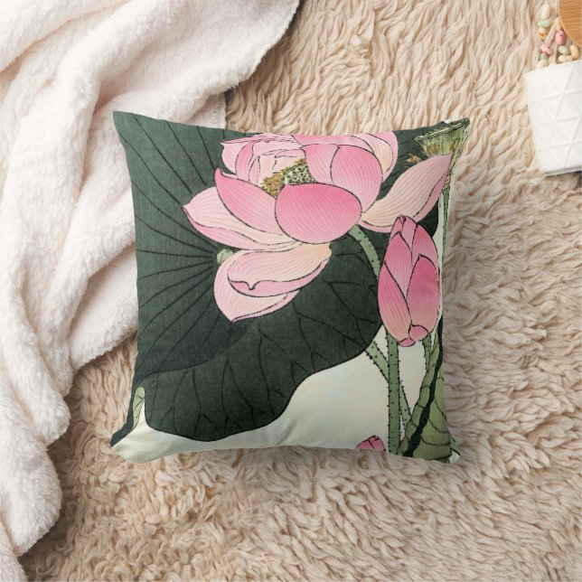 Flor de Lotus japonesa: almohada de Bella Artes vi (Manta)