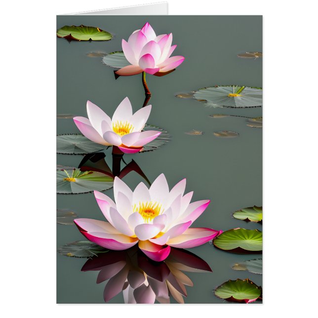 Flor De Lotus Rosa Y Blanco Sobre La Tarjeta De Es (Frente)