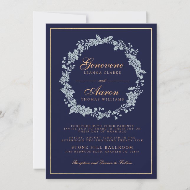 Flor de luna | Invitación a la boda de la Marina P (Anverso)