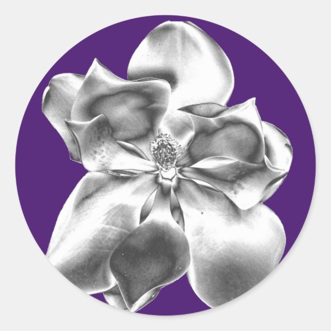 Flor de magnolia metálica sobre pegatinas (Anverso)