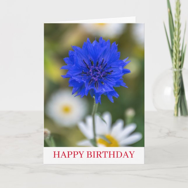 Flor de maíz azul cerca de la tarjeta de cumpleaño (Anverso)