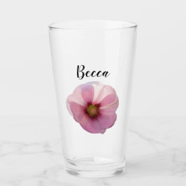 Flor de Malva Rosa Brillante en Vidrio Personaliza