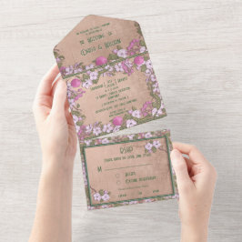 Flor de manzano - Invitación de boda todo en uno