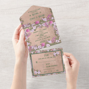 Flor de manzano - Invitación de boda todo en uno