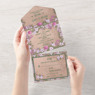 Flor de manzano - Invitación de boda todo en uno