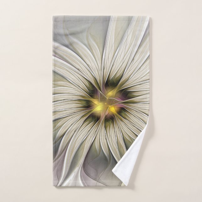 Flor de marfil grande, abstracto arte fractal mode (Toalla de mano)
