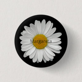 Flor de margarita blanca simple en botón negro