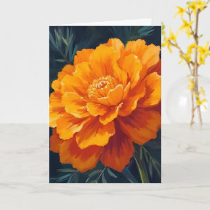 Flor de Marigold Tarjeta Pintada Floral Acuarela