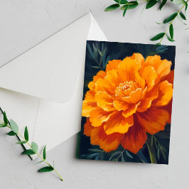 Flor de Marigold | Tarjeta Pintada Floral Acuarela