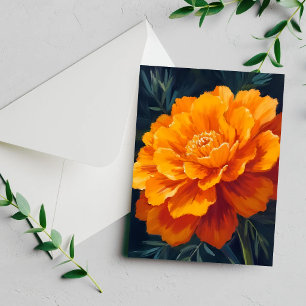 Flor de Marigold Tarjeta Pintada Floral Acuarela