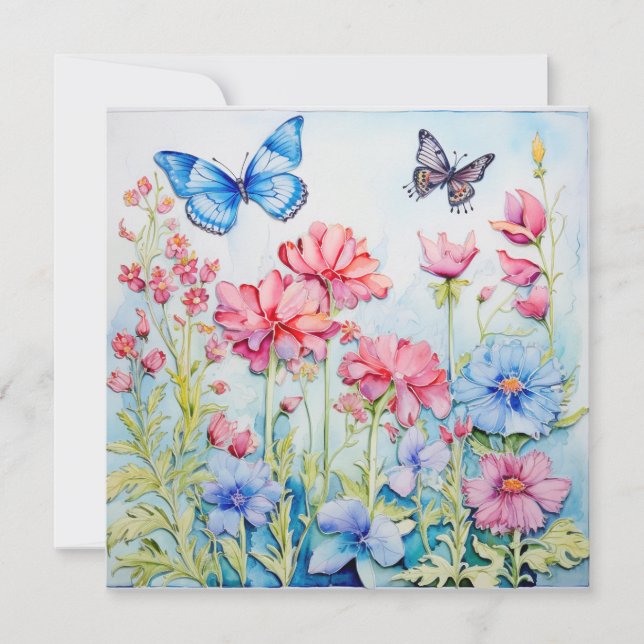 Flor de mariposa: tarjeta de cumpleaños de jardín  (Anverso)