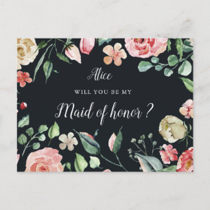 flor de medianoche Maid of Honor Invitación