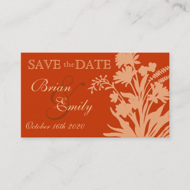 Flor de melocotón naranja salva las tarjetas de vi (Anverso)