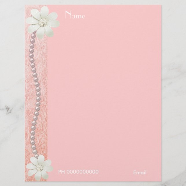 Flor de membrete Perlas Joyas Borde Rosa 2 (Anverso)