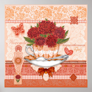 Flor de nacimiento y gema de noviembre Póster de t