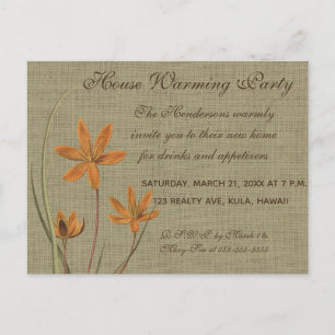 Flor de Naranja de época en la invitación a Burlap
