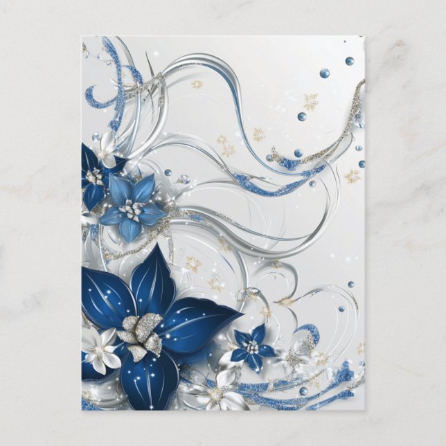 FLOR DE NAVIDAD POINSETTIA AZUL / BLANCO #1 (Anverso)