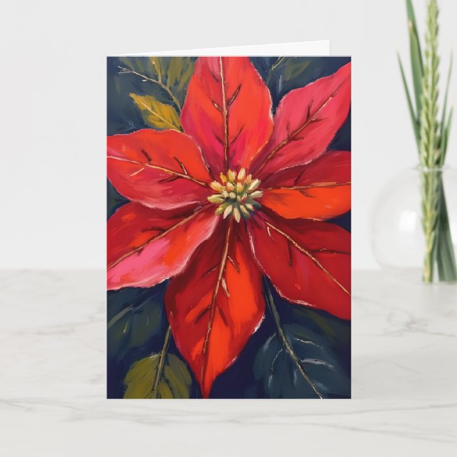 Flor de Navidad Poinsettia Roja Pintada (Anverso)