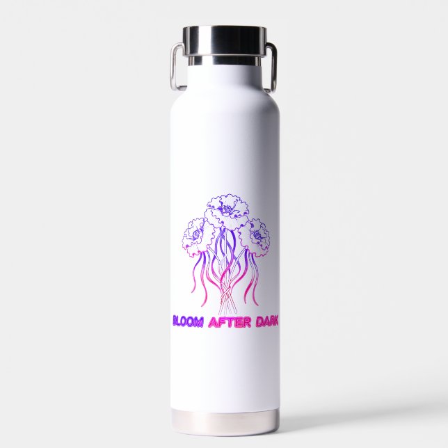 Flor de Neon Rosa - Botella de Agua de Arte (Delantero)