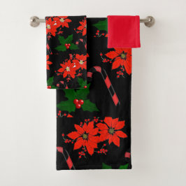 Flor de Nochebuena Roja y Hojas de Acebo de Navida