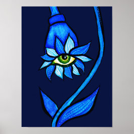 Flor De Ojos Espeluznante Arte En Azul