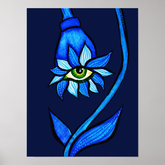 Flor De Ojos Espeluznante Arte En Azul (Frente)