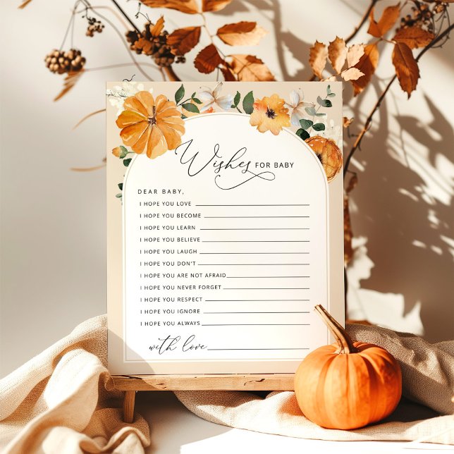 Flor de otoño Pequeña calabaza desea tarjeta de be (Subido por el creador)