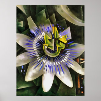 Flor De Pasión Passiflora En Estilo De Arte Geomét