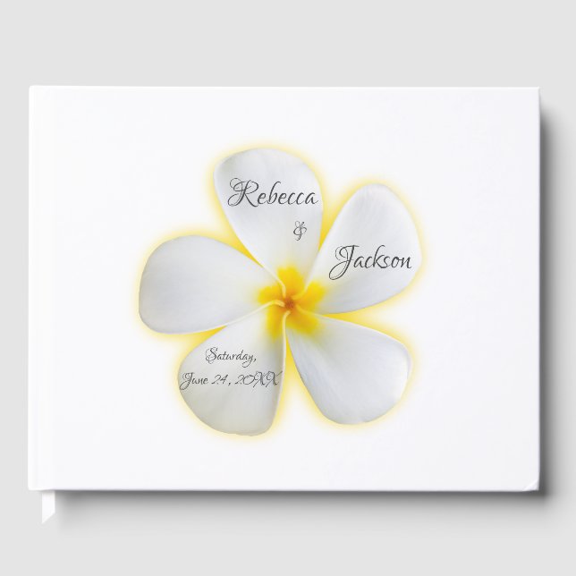 Flor de Plumeria Blanca, Boda, libro de invitados (Anverso)