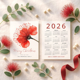 Flor de Pōhutuka 2026 Calendario Feliz Navidad