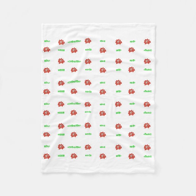 Flor de Poinsettia Roja y manta de feriado verde (Anverso)