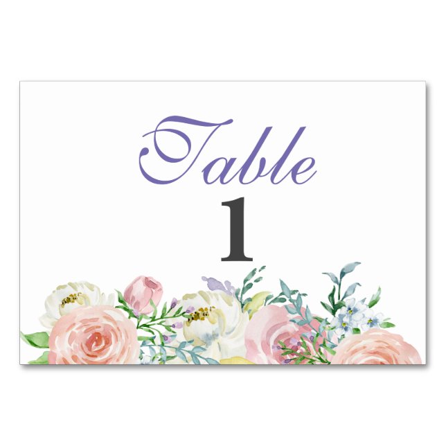 flor de primavera a ambos lados, tarjeta de mesa (Reverso)