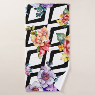 Flor de ramo colorido y acuarela. Botánico floral