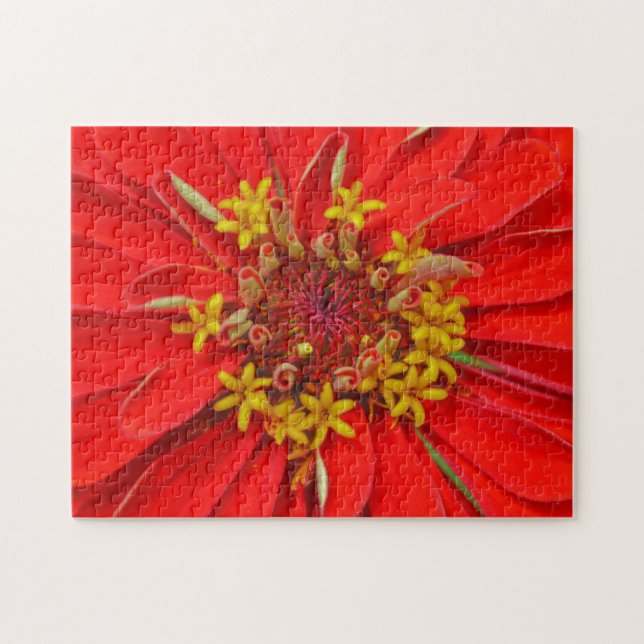 Flor de Rojo Intenso Primer Plano Rompecabezas Flo (Horizontal)