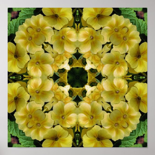 Flor de rosa amarilla Kaleidoscope Arte (Frente)