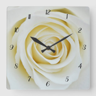 Flor de rosa blanca Reloj de pared acrílico