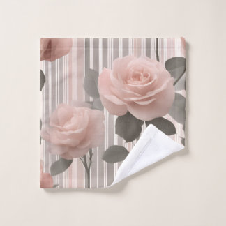 Flor de rosa rosa y rayas, aspecto vintage