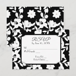 Flor de RSVP en negro y blanco