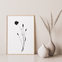 Flor de tinta minimalista abstracta arte floral en