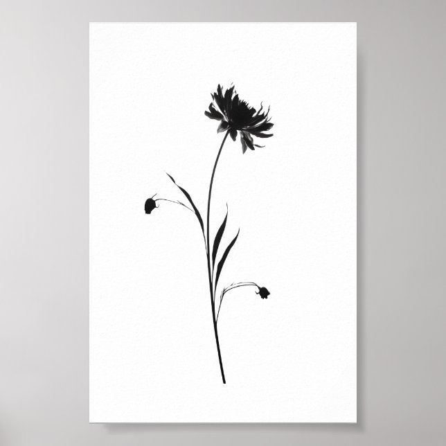 Flor de tinta minimalista abstracta arte floral en (Frente)
