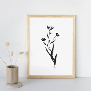 Flor de tinta: un arte floral Minimalista en negro