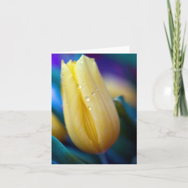 Flor de tulipán amarillo Tarjeta de saludo (Anverso)